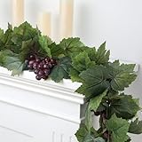 Glitinsel Artificial Grape Leaf Garland Vine Plant for Decoration Fake Greenery Garlands Hanging Leaves with Grapes for Wine Italian Themed Party Decor Wedding Photo Stage Favors (13 ft,Dark Green)