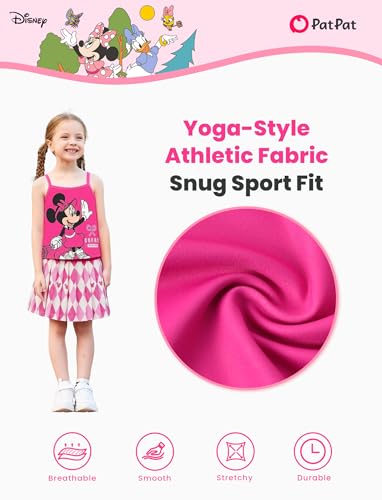Image of Disney Minnie Frozen Stitch Princess Toddler Girls' Tennis Skirt Sets Kids Athletic Camisole Top & Skort 2 Piece Outfit 2-9Y