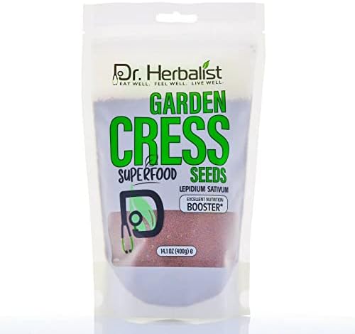 Dr. Herbalist-Garden Cress Seed (14.1Oz/400g), Lepidum Sativum, Halim Aliv, Rashad Seed for Eating,Excellent Nutrition Booster