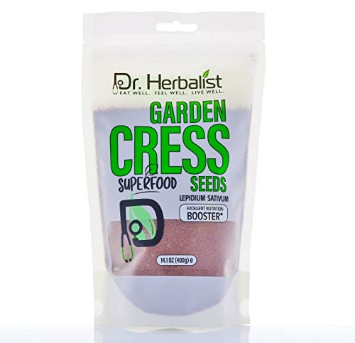 Dr. Herbalist-Garden Cress Seed (14.1Oz/400G), Lepidum Sativum, Halim Aliv, Rashad Seed For Eating,Excellent Nutrition Booster #TOP1