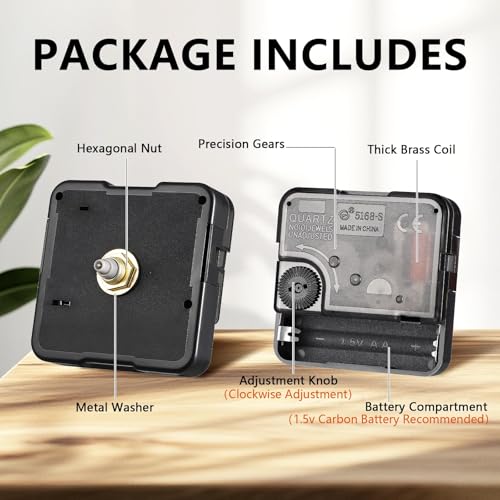SUPVOX Quartz Clock Movement Replacement, High Torque Battery Operated Clock Mechanism for Wall Clocks with Second Hand, DIY Repair Parts, 8mm Non-Threaded Shaft by SUPVOX - Image 2