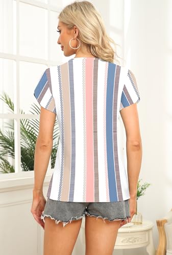 Image of Womens Petal Sleeve Tops Summer Trendy T Shirt Casual Loose Square Neck Button Blouse Tees