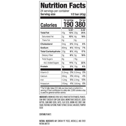 PROBAR - Meal Bar, Peanut Butter Chocolate Chip, Non-GMO, Gluten-Free, Healthy, Plant-Based Whole Food Ingredients, Natural Energy, 12 Count