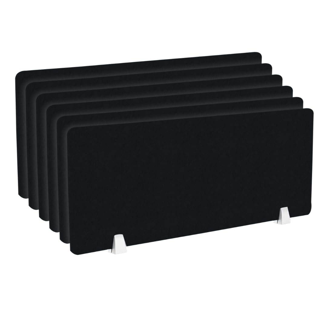 Timber Acoustics® Acoustic Desk Divider | Reduce Noise And Visual Distractions | Privacy Panels For Office - Classroom Soundproofing | Table Mounted (16" x 36") |(Black, Set of 6)