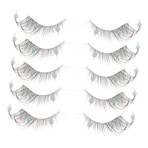 GANAZONO 5 pares Pestañas Postizas Foxy Eyes Transparente Cosplay Decorativas con Rhinestone Plástico para Eventos Maquillaje Diario y Fotografía