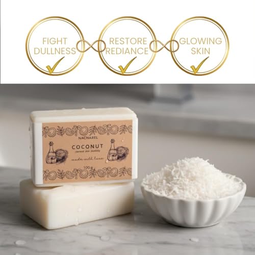 Image of Coconut Soap | Pure & Gentle Bathing Bar for Glowing Skin | Nourishing & Antioxidant Soaps for Men & Women | Cleansing Bar For Moisturising | Soap for All Skin Types | Pack Of 6