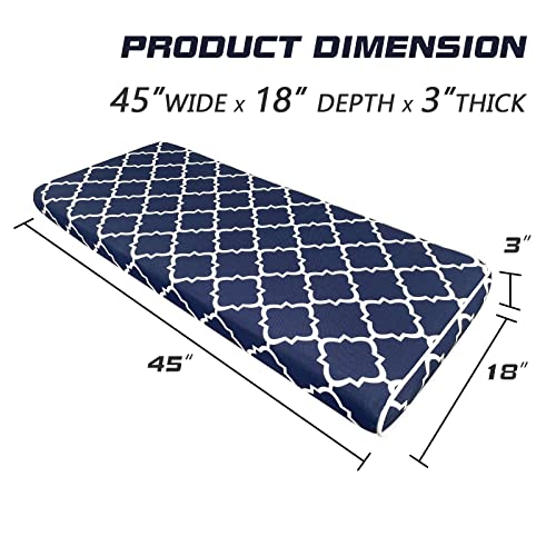 Pcinfuns Bench Cushion For Outdoor Furniture,Ultra Durable Patio Furniture Chair Pads,Swing Cushions With Ties,Sofa Garden Replacement Loveseat Cushion,Navy Plaid,45" X 18" #TOP1