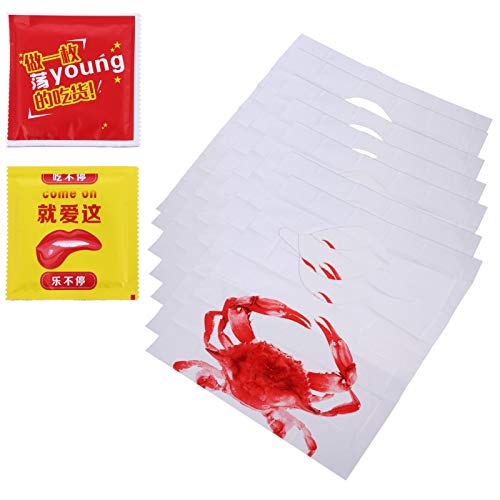 100 Stück Einweg-Poly-Krabben-Lätzchen aus Kunststoff Langusten-Lätzchen Hummerfeste Schützen Die Kleidung Ideal für Restaurants Meeresfrüchte Oder Langustenpartys