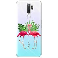 Mixroom - Cover Custodia Case In TPU Silicone Morbida Sfondo Trasparente Per OPPO A9 2020 Fantasia Iniziali Lettera C Rosa