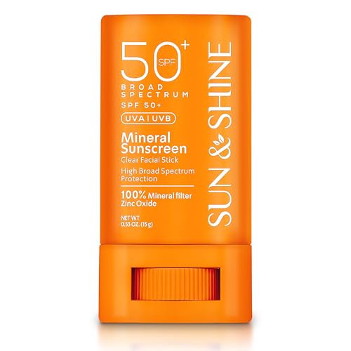 Sun & Shine clear Mineral zinc oxide STICK sunscreen SPF 50+ Sunscreen Face Stick | Vegan, Reef safe |sensitive skin Broad Spectrum Natural Sunscreen Fragrance free, Dermatologically tested