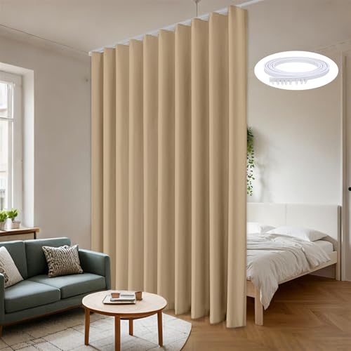 Premium Blackout Room Divider Curtains with Ceiling Track Mount - Versatile Privacy & Soundproofing for Living Areas, Bedrooms, Offices, and Studios