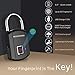 Fingerprint Padlock, Outdoor Smart Biometric Thumbprint Keyless Lock, One Touch Unlock Portable USB Rechargeable Anti Theft School lock, for Gym Suitcase Backpack Luggage Door Office - Elegant Black