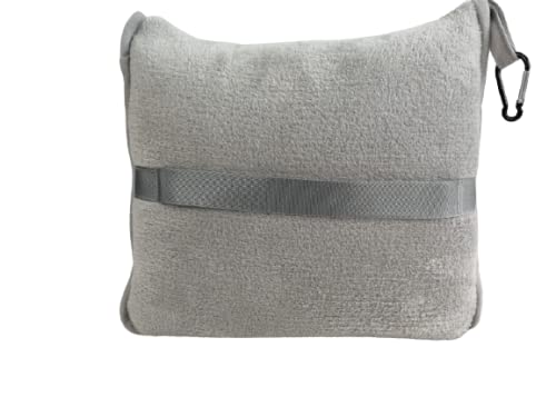 BlueHills Premium Soft Travel Blanket Pillow Airplane Flight Blanket Throw in Soft Bag Pillow case with Luggage Belt & Backpack Clip Compact Pack Large Blanket - Light Gray T024 - Thumbnail 2