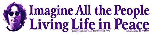 Imagine All The People Living Life in Peace -John Lennon - Small Magnetic Bumper Sticker/Decal Magnet (7