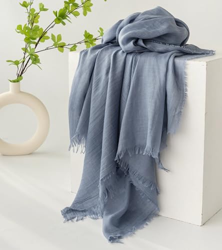 Women Summer Scarfs Large Long Lightweight Linen Beach Gauze Shawl Wrap 75”×40”2