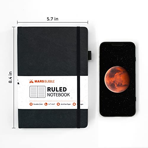 Lined Leather Journal Notebook College Ruled Hardcover Journals For Women Men Work School Note Taking, Medium 5.7"X8.4", 120Gsm Creamy Ink-Proof Paper,Lay-Flat,Inner Pocket, 2 Bookmarks，Grey #TOP1