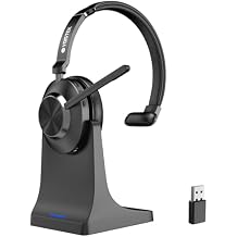 Wireless Headset with Mic for Work,Wireless Computer HeadsetBluetooth V5.3 + USB Donglew/Noise Cancelling Mic & Mute Button,Long Battery Life for Work,Zoom,Teams,Online Meetings,Home Office