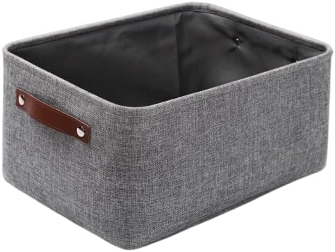 Mangata Fabirc Storage Basket, Large Foldable Thickened Storage Boxes with Handles for Shelves Clothes Nursery Home (Washable, Blue/White)