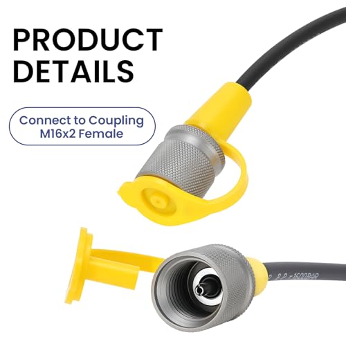 Image of MEASUREMAN Hydraulic Test Hose, 630 BAR /9000 PSI, G1 /4 inchNPT to M16, 1.6m, Zinc-Nickel Alloy, High-Pressure Coupling Hose