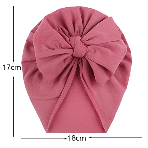 Moonhing Baby Girl Toddlers Breathable Cotton Hat Newborn Knotted Hat Cute Donut Soft Turban Bow Knot Cap (Multicolored5) #TOP1