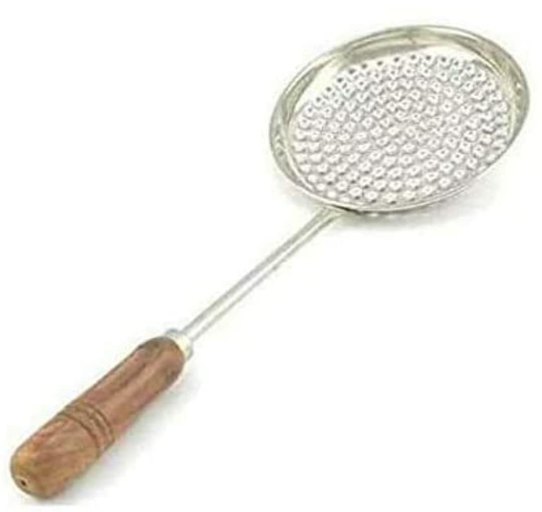Stainless Steel Boondi Jhara 45x18 cm with Wooden Handle | Boondi Karandi Frying Skimmer | Oil Strainer for Boondi, Pakodi & Deep Frying (Heavy Duty)-image-31