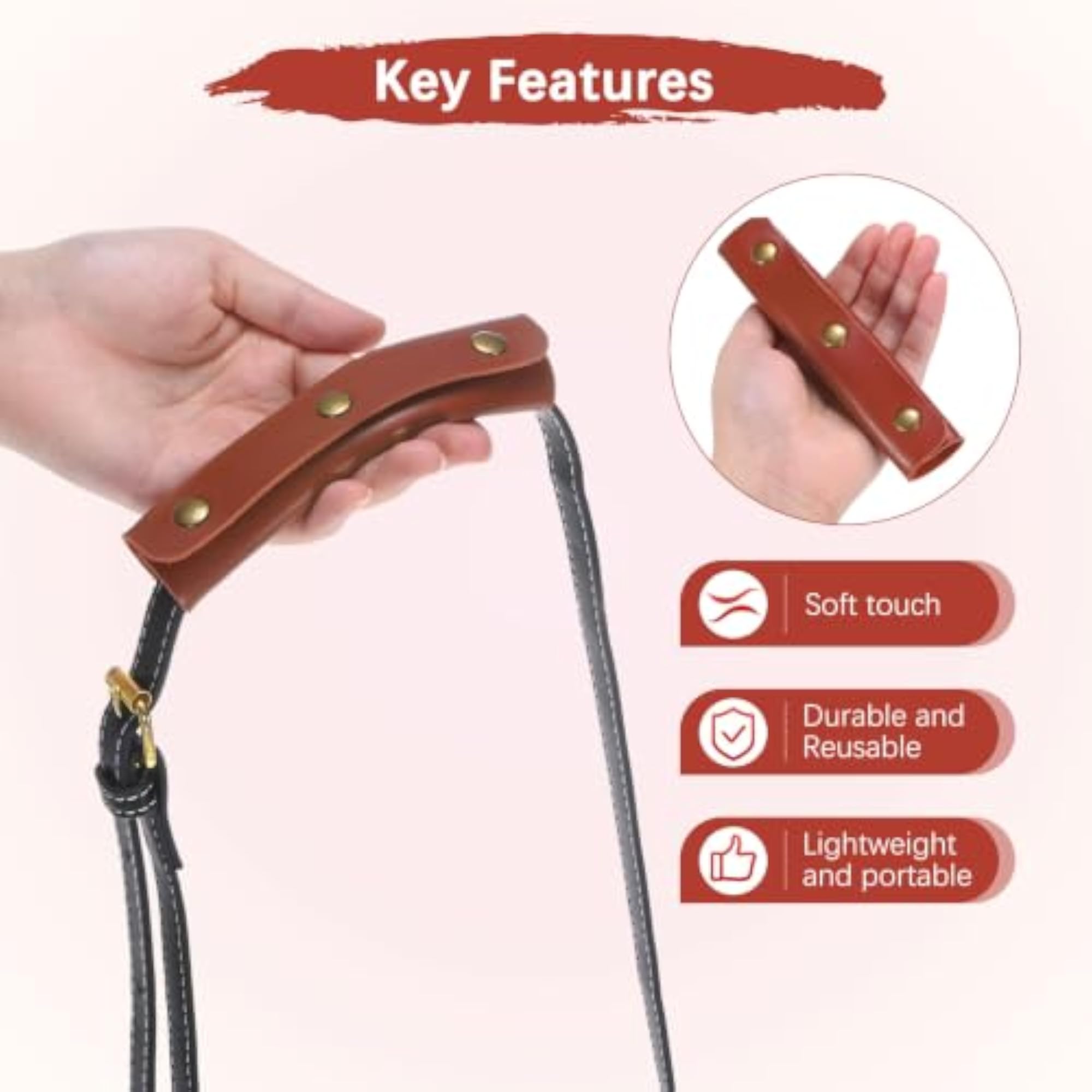 Leather Handle Wrap Covers, Set of 2, Dark Brown