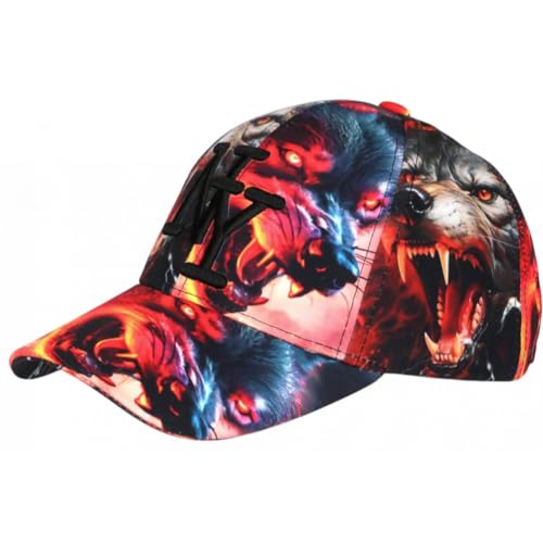 Casquette NY enfant loup rouge et orange originale style streetwear Hip Hop Honour