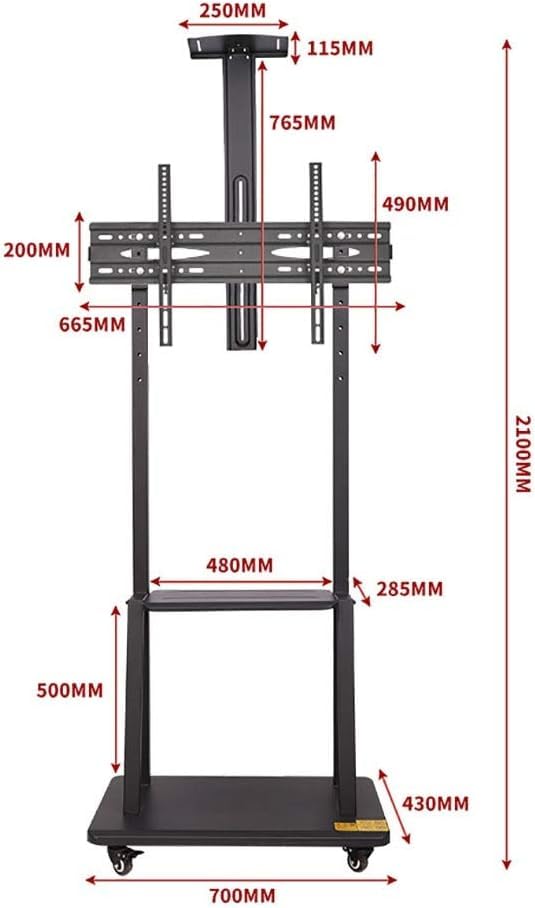 Soporte móvil para TV, ajustable, con ruedas y bandeja miniatura 6