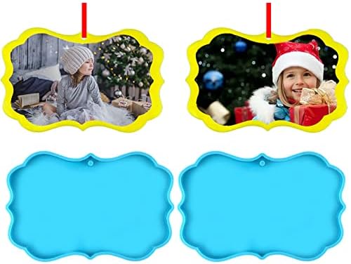 2PCS Photo Resin Molds Silicone, Photo Pendant Ornaments Epoxy Resin Molds DIY Art Crafts Jewelry Making Christmas Decorations
