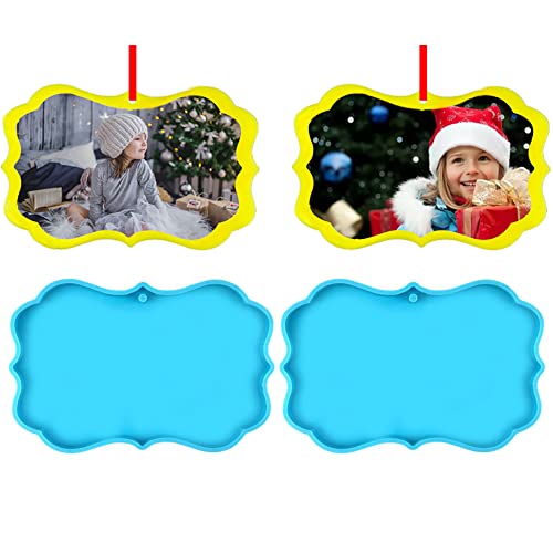 2Pcs Photo Resin Molds Silicone, Photo Pendant Ornaments Epoxy Resin Molds Diy Art Crafts Jewelry Making Christmas Decorations #TOP1