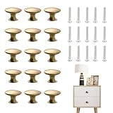 CATELL 15 Stück Möbelknöpfe Gold, Schrankgriffe Vintage Runde Schranktürknäufe Schrankknöpfe Schubladenknöpfe 30mm Knauf Für Schrank mit 15 Schrauben für Schublade Schränke Möbel Kleiderschrank