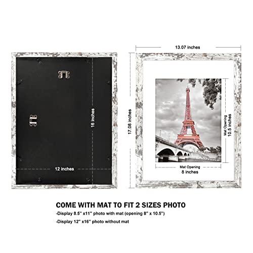 Luxdart 12X16 Rustic Picture Frames Solid Wood Display Pictures 12X16 Inch Without Mat Or 8.5X11 Diplomas With Mat, Farmhouse Distressed Picture Frame For Wall Mounting #TOP1