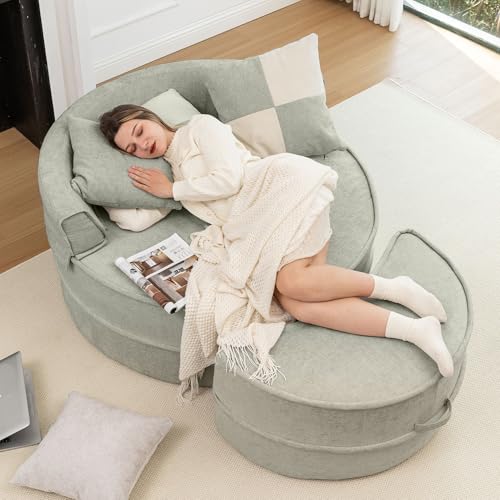 LEHZROAJ Boneless Chaise Lounge Chair Indoor, Oversized Round Chair with