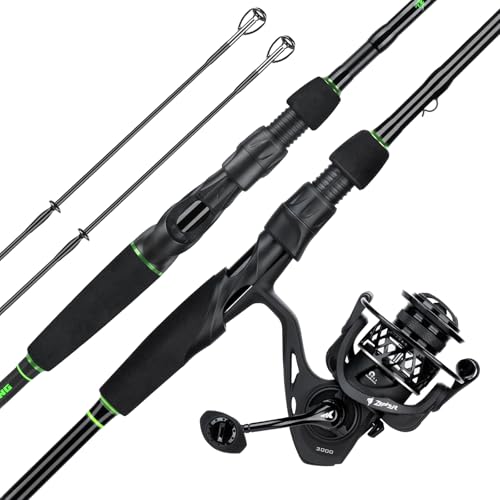 KastKing Zephyr Dual-tip Spinning Combo, 2000 Reel, 6'0" L&ML Rod, Black - image 1