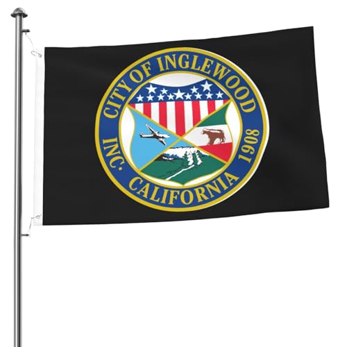 Seal Of Inglewood, California Flag 2x3 Ft Double Sided Outdoor Lawn Polyester Welcome Sign