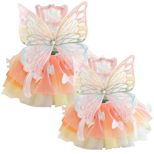 Vestido para cachorro, lindo vestido de princesa de borboleta, vestidos de algodão para cães pequeno