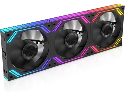 G120Pro 120mm ARGB PWM PC Case Fans 3-Pack, Daisy-Chain, Infinity Mirror Lighting, 1850RPM, 68CFM, Hydro Bearing, for Computer Case and Radiator, Black