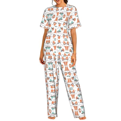 Pyjama femme manches courtes pantalon long extensible pour un sommeil sans serrage