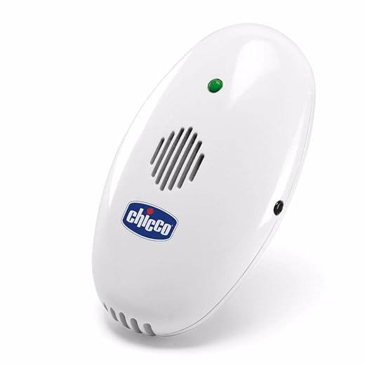 Chicco Mosquito Repellent Device for Babies, Portable, Ultrasonic, Quiet and Ecological, Effective Range 3 m, No Chemicals, with Clip, Battery Included, White