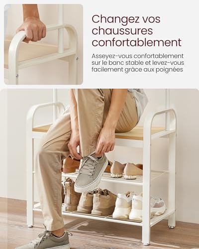 Vestiaire d'entrée 4-en-1 tringle+banc 90 kg SONGMICS