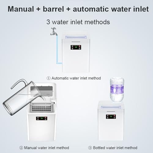 Máquina fabricadora de hielo de sobremesa, función de autolimpieza, produce 10-18 cubos en 30 minutos, capacidad de 35 kg por 24 horas, para hogar/cocina/oficina/bar (negro) miniatura 3