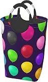 Cesto portabiancheria, palloncini colorati 3D Cesto portabiancheria pieghevole Cesto portaoggetti grande Borsa per vestiti resistente con manici 50L