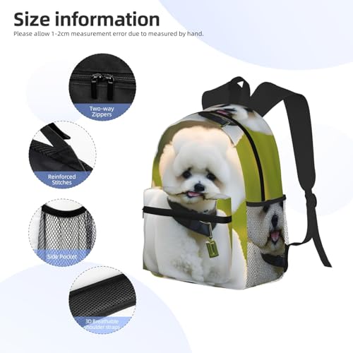 Mochila de Bichon Frise impermeable y ligera con correas cómodas 5