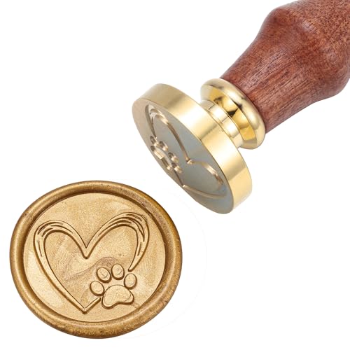 Yoption Paw Print with Heart Wax Seal Stamp, Vintage Sealing Wax Stamp for Wedding Party Invitations Envelopes Gift Packing - Thumbnail 2