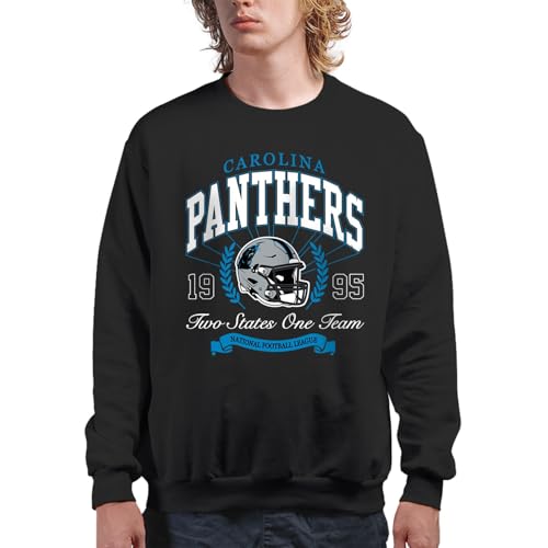 Junk Food NFL - Carolina Panthers - Prep - Officially Licensed Adult Pullover Fleece Crew Neck for Men and Women Black