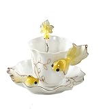ZaH 3D Goldfish Coffee Mugs Animal Rainbow Ceramic Mug Milk Teacup Afternoon Tea Cup and Saucer Set