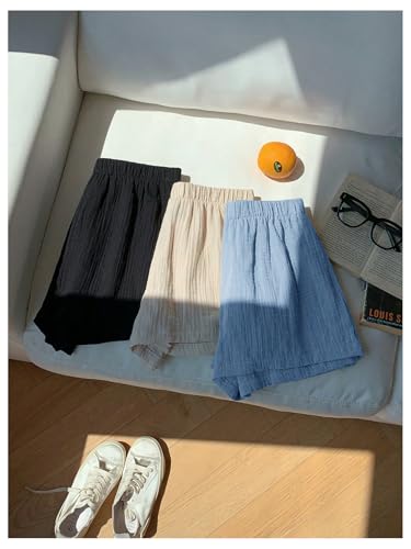 Image of MakeMeChic Women's 3 Pack Linen Shorts Gingham Striped Beach Shorts | Summer, Plaid, Cover Up Shorts