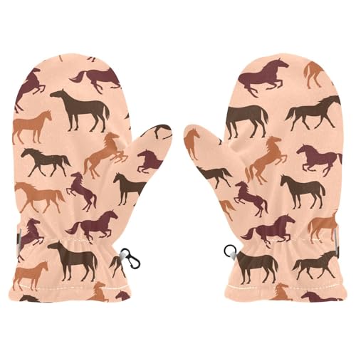 Kids Mittens Winter Fleece Gloves Toddler Warm Snow Gloves Horse for Girls Boys