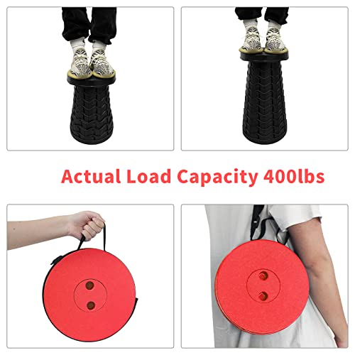 Aihoye Portable Collapsible Telescoping Stool Lightweight With Max Load 400Lbs Retractable Folding Stool For Camping Fishing Hiking Travel Bbq (Red) #TOP4