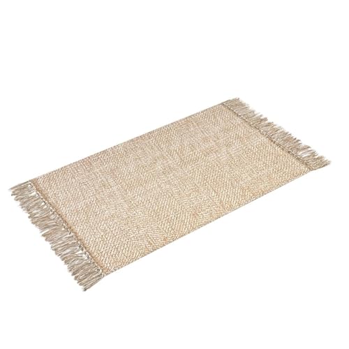 Collive Small Bathroom Rug, 2' x 3' Hand-Woven Low Profile Front Entryway Rug, Tan Cotton Reversible Washable Kitchen Mat Modern Farmhouse Carpet for Foyer Bedroom Back Door Decor - Image 5